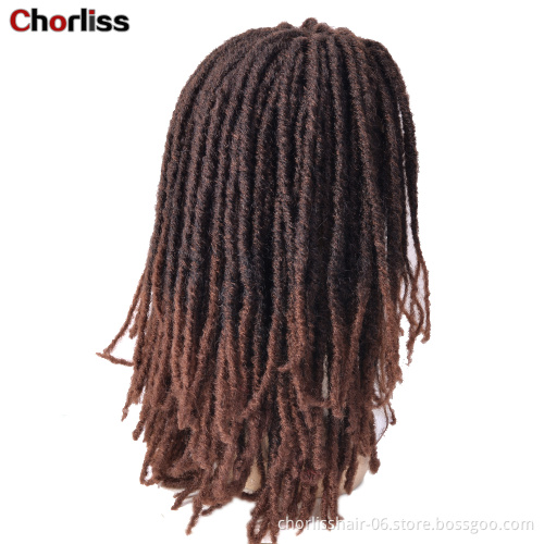 Manufacturer Supplier Synthetic Hair Wigs for Women Dreadlocks Braiding Hair Wig Faux Locs Crochet Braided Lace Frontal Wig